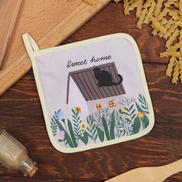 Прихватка Доляна Милый дом 17х17 см, 35% хл, 65% пэ, ватин 250 г/м2