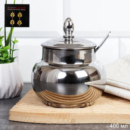 Соусник для горчицы с ложкой металл / OS-822 /уп 100/