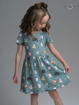 Платье Лето котята хаки