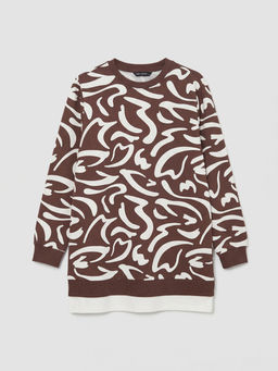 Bisiklet Yaka Desenli Kad?n Sweatshirt Tunik