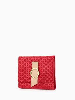 Кошелёк женский на кнопке, 11?1?10 см, комбинированный, красный