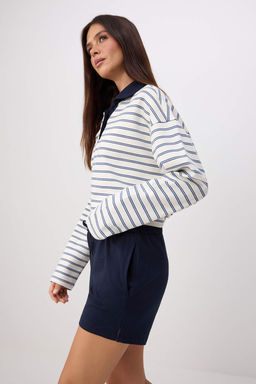 Lacivert Regular Normal Bel Geni_ Pa_a K_sa / Mini _nce _rme _ort & Bermuda TWOSS26SR00260