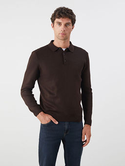 Polo Yaka Uzun Kollu Erkek Triko Kazak