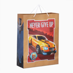 Пакет подарочный крафт Happy Birthday, 40×31×11.5 см, Трансформеры