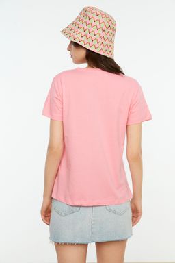 Pembe-Mint %100 Pamuk Suprem Bisiklet Yaka 2li Paket Orme T-Shirt TWOSS20TS0141