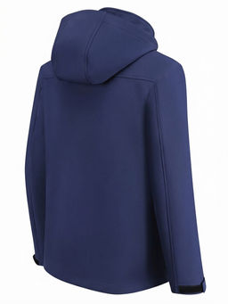 Ветровка мужская софтшелл виндстоппер с капюшоном спортивная темно-синего цвета 9617_1TS