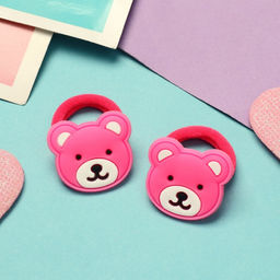 Цена за 6 шт. Резинка для волос Крошка (набор 2 шт) мишка,3 см ,ярко розовый