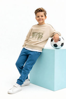 Bej*001 Erkek Cocuk Pamuklu Slogan Bask?l? Kapusonlu Regular Orme Sweatshirt TKDAW26SW00018 - Trendyolmilla фото 4