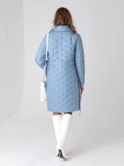 Еврозима! 24325 Полупальто дем. голубой - Dizzyway фото 4