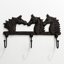 Крючки декоративные «Три коня», чугун, ключница настенная, 21×13×6.5 см