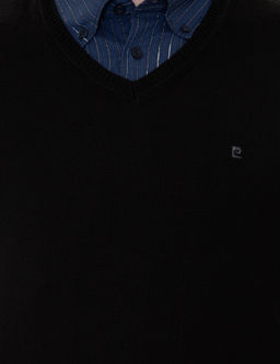 Siyah Slim Fit V Yaka Basic Triko Kazak - Pierre cardin фото 6