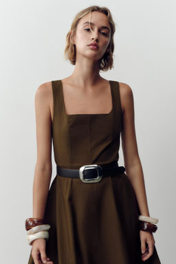 MIDI DRESS WITH BELT - Zara фото 4
