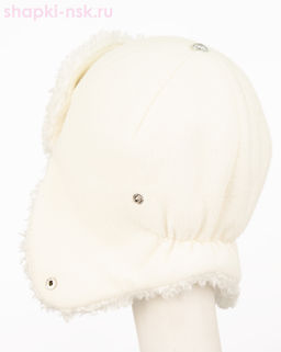 Бархат корот.уши барашек Ушанка лого МА стразы флис (56-58)