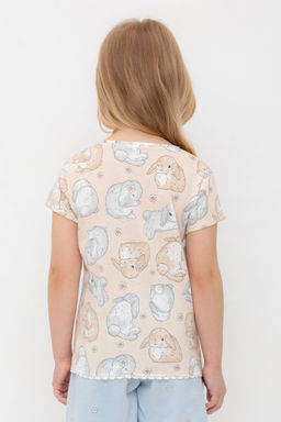 Crockid _ КР 302747/песчаный,зайчики и ромашки к563 фуфайка (футболка) для дев  фото 4