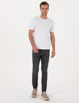 Beyaz Slim Fit Bisiklet Yaka Triko T-shirt