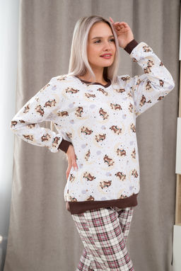 Пижама женская из джемпера и брюк из футера Олененок бычок