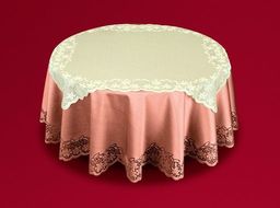 Скатерть арт. 50613/150, круглая с накладкой, D=150 см, накладка 100 см * 100 см, цвет: крем-брюле