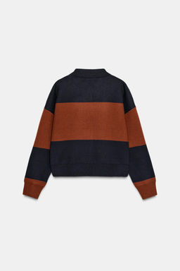 STRIPED KNIT POLO JUMPER - Zara фото 5