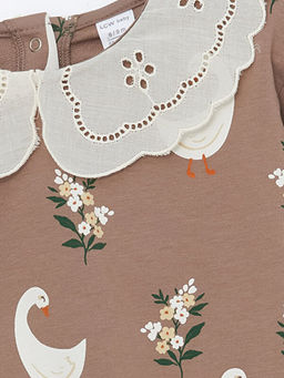 Bebe Yaka Uzun Kollu Bask?l? K?z Bebek Sweatshirt ve Tayt 2li Tak?m