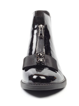 01-CA104-2 BLACK Ботинки женские (натуральная кожа, байка)