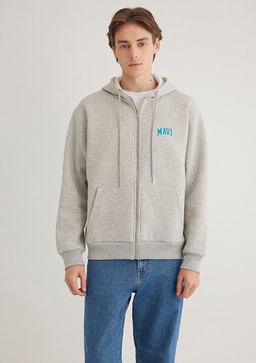Mavi Logo Bask?l? Fermuarl? Gri Sweatshirt фото 4