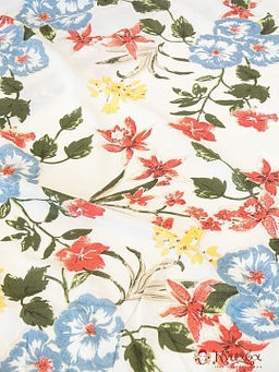 Штапель Цветочные тропики на белом, ш.1.42м, вискоза-100%, 110гр/м.кв