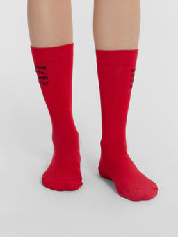 Цена за 5 пар! Носки Mark Formelle x Ольга Бузова красные с надписью "Если нужно объяснять, то не нужно объяснять" я.красный 3008K-3018