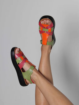 Босоножки 2028.2530bl. Зеленый красный