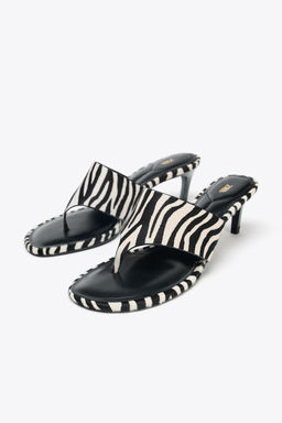 ANIMAL PRINT LEATHER SANDALS - Zara фото 8