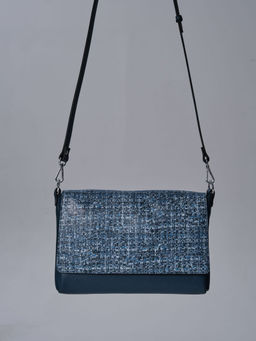 Сумка кожаная на плечо Deboro 30181 синяя волна