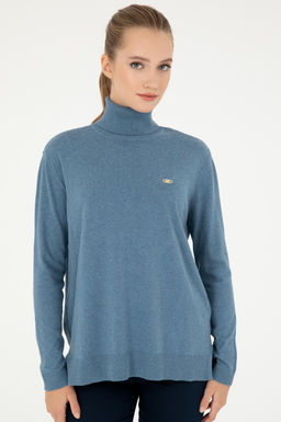 Женская синяя базовая водолазка - U.s. polo assn фото 3