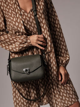 Сумка кожаная через плечо Azaro 3684 зеленый мох