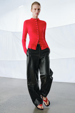 STRIPED LEATHER TROUSERS ZW COLLECTION LIMITED EDITION