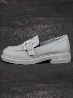 03-PDJ71-3 LT. GRAY Лоферы женские (натуральная кожа)