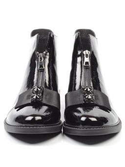 01-CA104-2 BLACK Ботинки женские (натуральная кожа, байка)