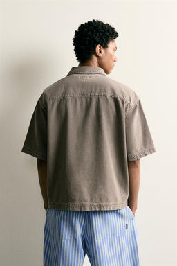 SOBRECAMISA BOXY FIT BORDADO PARCHES / Marr?n / Topo - Zara фото 3