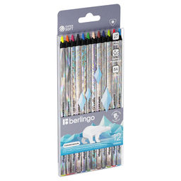 Карандаши Berlingo "SuperSoft. Starlight" 12цв., трехгранные (SSS0612) черное дерево, лазерная пленка