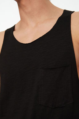 Siyah Regular Fit %100 Pamuklu Bisiklet Yaka S?f?r Kollu Atlet TMNSS20AL0054