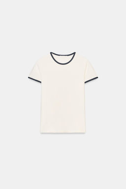 T-SHIRT WITH CONTRAST TRIM - Zara фото 3