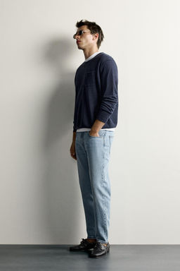 JEANS SLIM CROPPED FIT / Azul claro