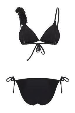 TRENDYOLMILLA Siyah Ucgen Cicek Aplikeli Regular Bikini Tak?m? TBESS25BT00081  фото 6