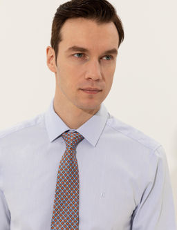 Голубая базовая рубашка зауженного кроя с длинным рукавом - Cacharel фото 2