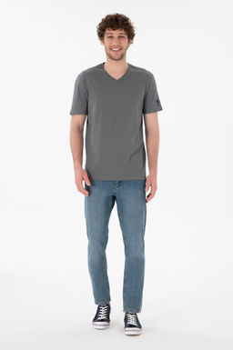 Erkek Regular Fit V Yaka Antrasit Basic Ti__rt Sepette S_rpriz _ndirim - U.s. polo assn фото 5