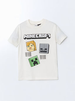 Bisiklet Yaka Minecraft Bask?l? Erkek ?ocuk Ti??rt