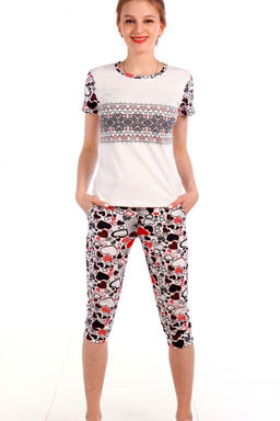 Женская пижама с бриджами и футболкой 3
