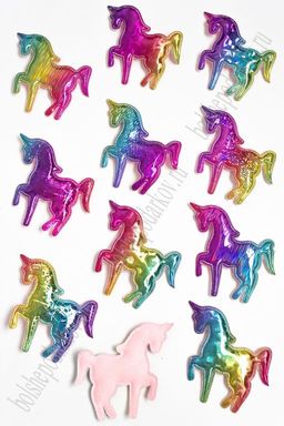 Патч голографик "Единорог" 6*6,5 см (30 шт) SF-2974, ассорти