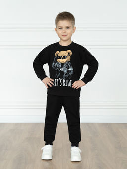 Костюм детский черный тедди байкер 7045г (98, 56)