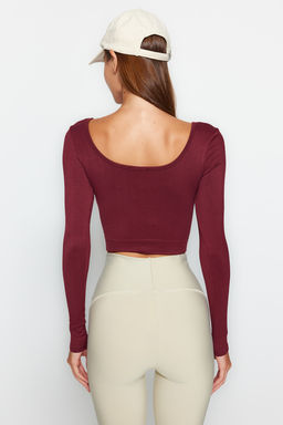 Bordo Seamless/Dikissiz Crop Ekstra Esnek Orme Spor Ust/Bluz TWOAW22BZ0450