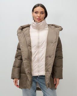 Куртка двубортная женская зимняя с капюшоном коричневого цвета 7736K Бренд: Visdeer  фото 6