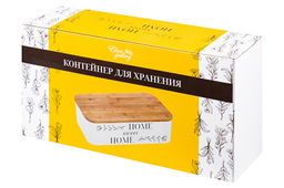 Контейнер д/хранения 42,3*23*12,7 см Белый с бамбуковой крышкой - Elan gallery фото 10